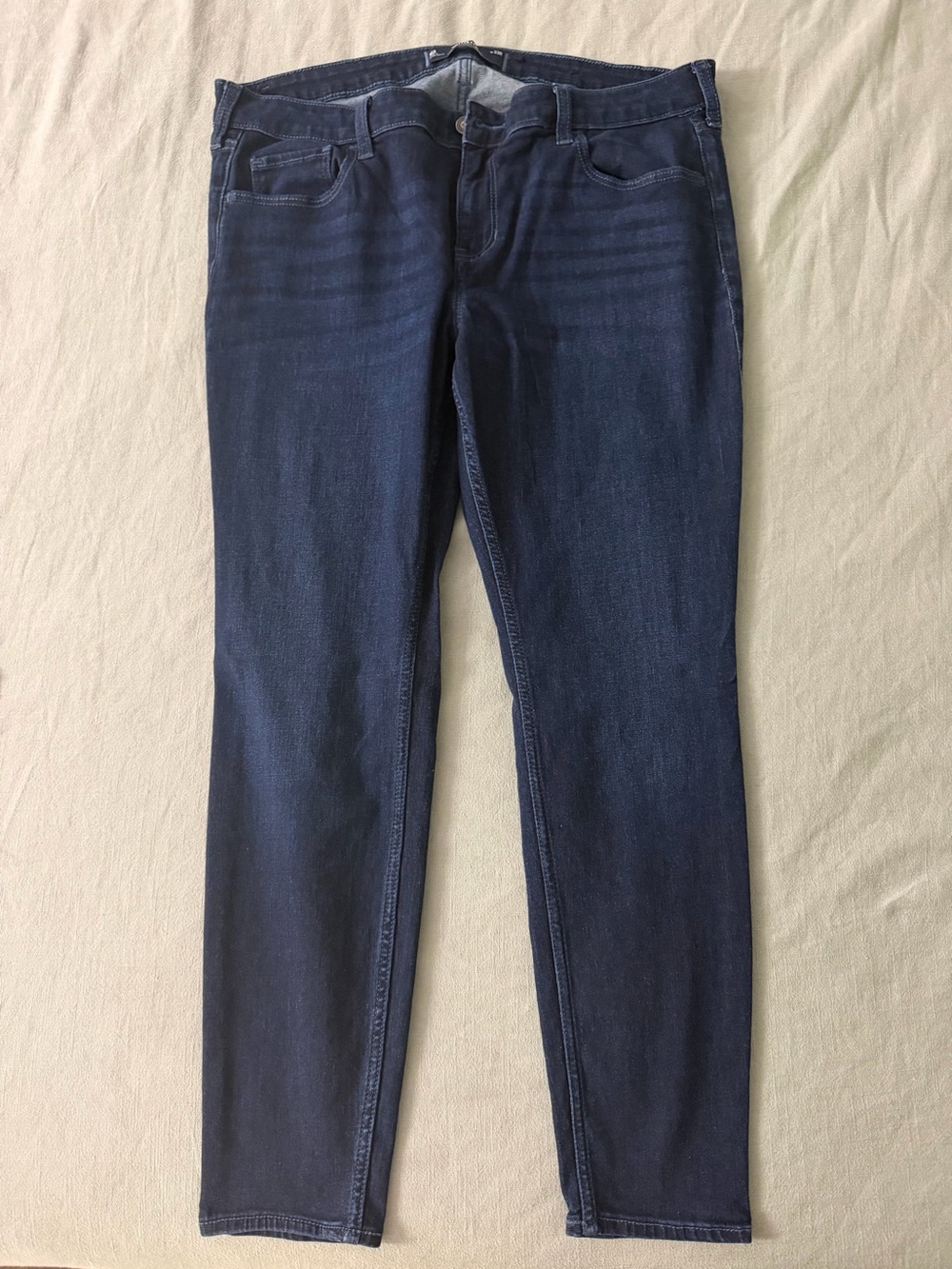 Hollister Dark Blue Skinny Jeans with Brown Leather Patch